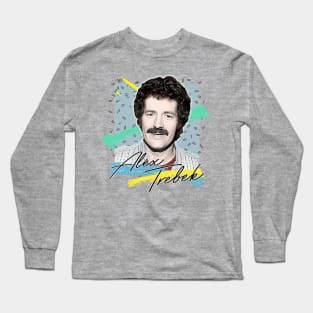 Alex Trebek / Retro Vintage Aesthetic Fan Design Long Sleeve T-Shirt